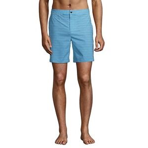 New Lands End 7" Sunset Swim Board Shorts Blue Stripe Size XL